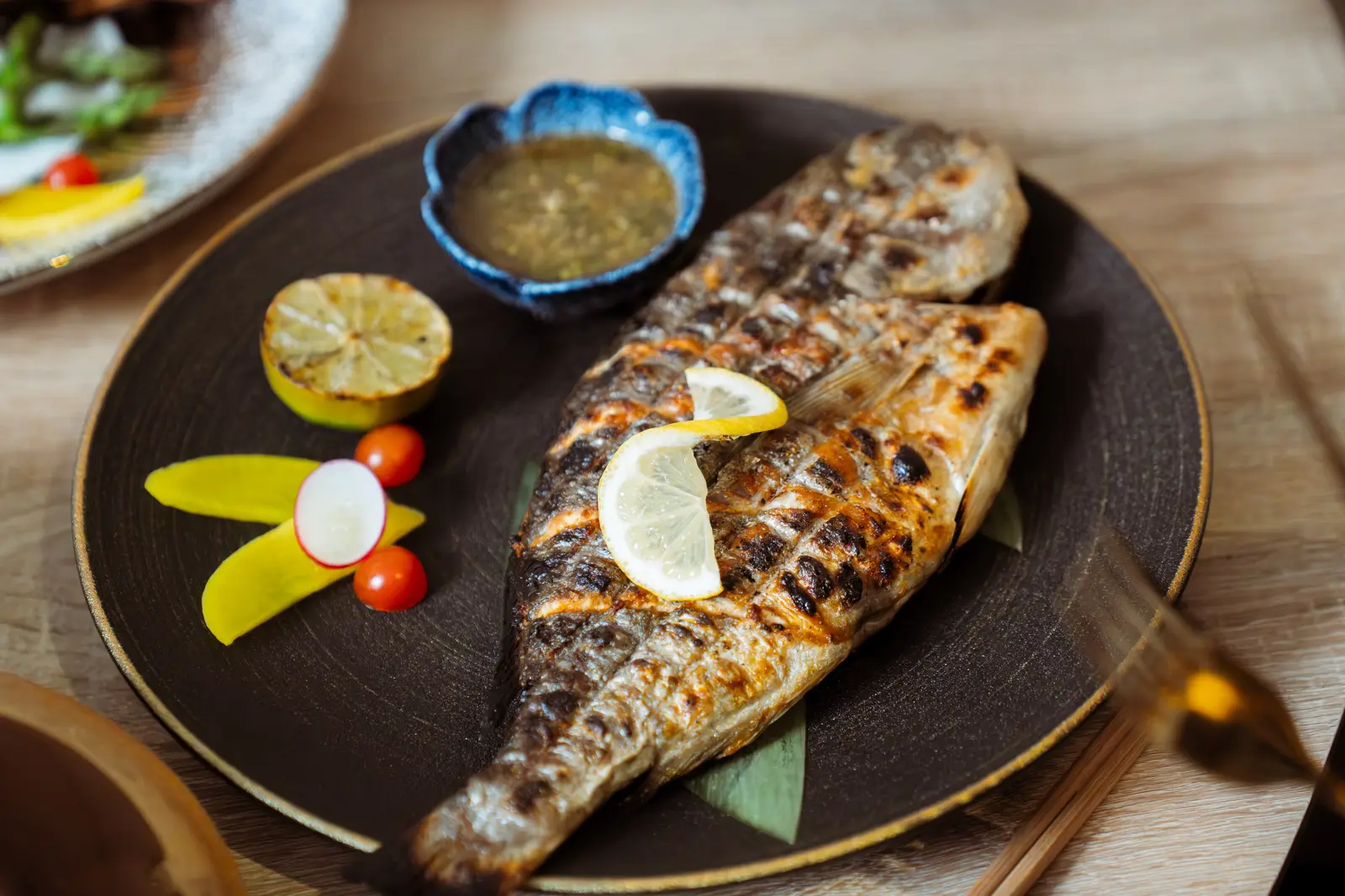 Whole grilled fish