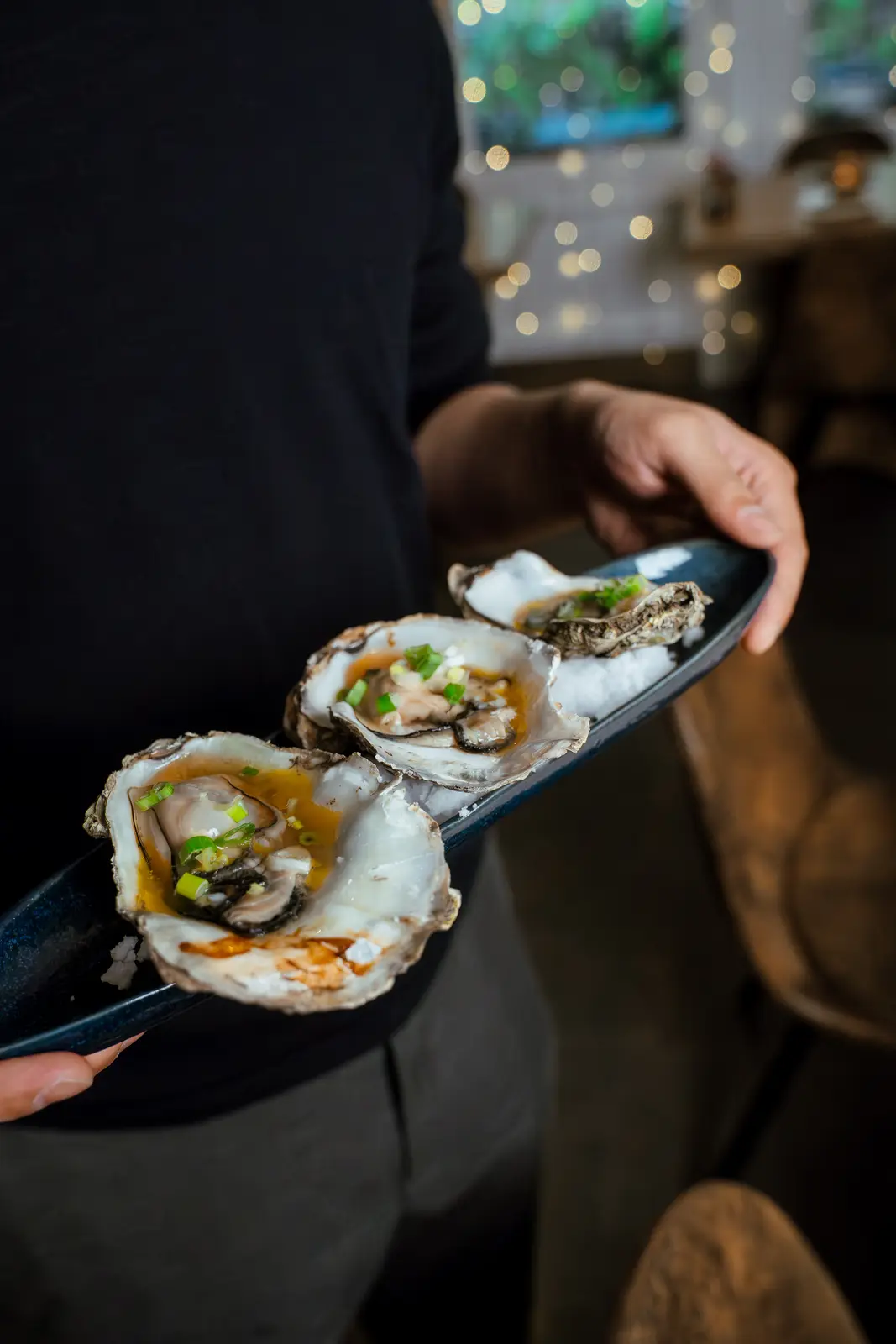 Oysters served